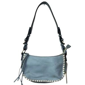 Sondra Roberts Stylish Western Stitched Fringe Saddle Blue Shoulder Bag